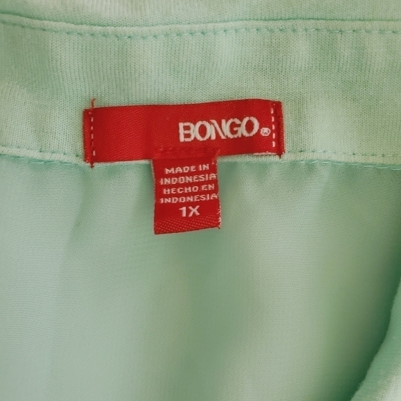 1054 * Bongo Studded Collar Sheer Button Down Mint Size 1X - Picture 3 of 9